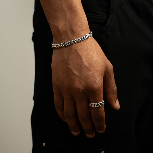 Cuban link bracelet 6 mm Signature Silver