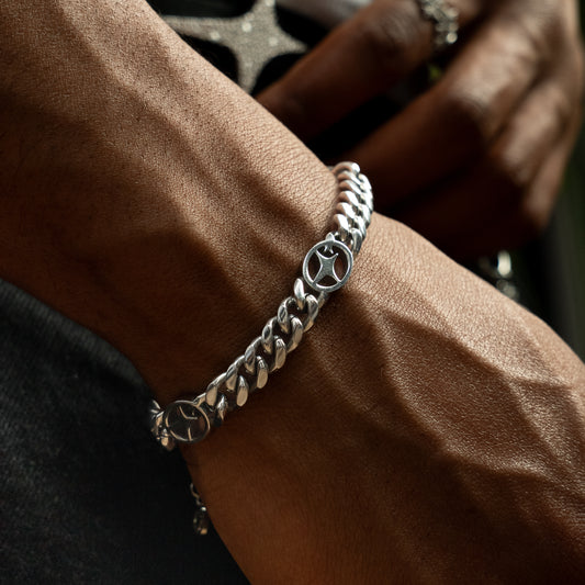 Cuban link bracelet 8 mm Signature Silver