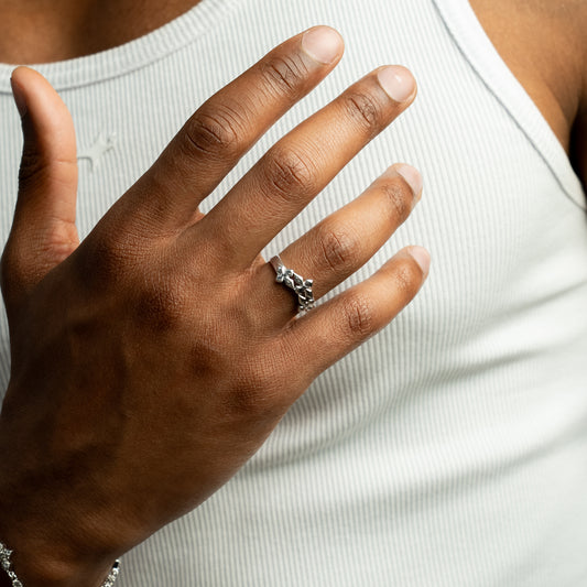 Triple crossed star ring - Argenté