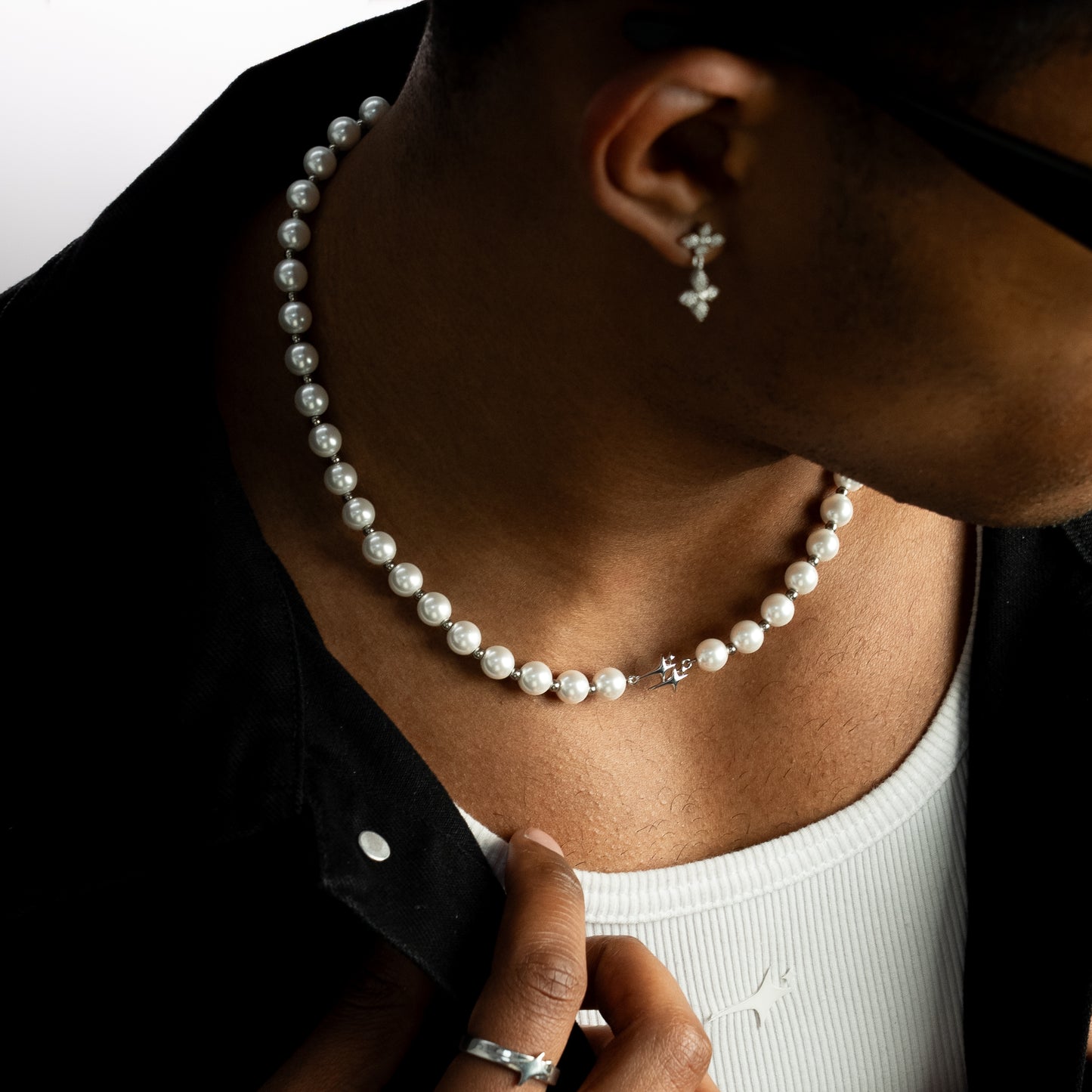 Chaîne Pearl Double Stars Argentée