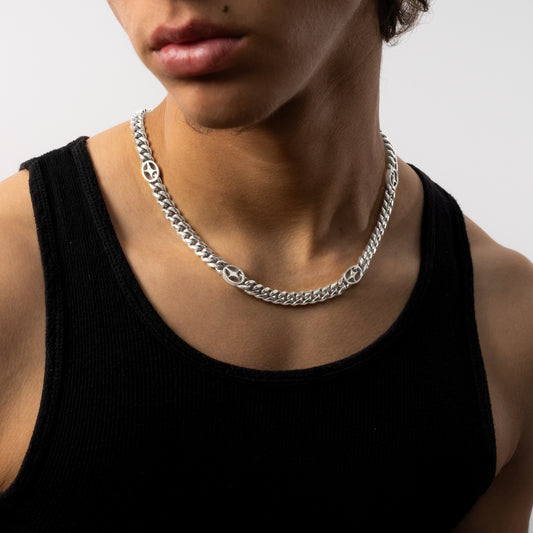 Cuban link chain 8 mm Signature Silver