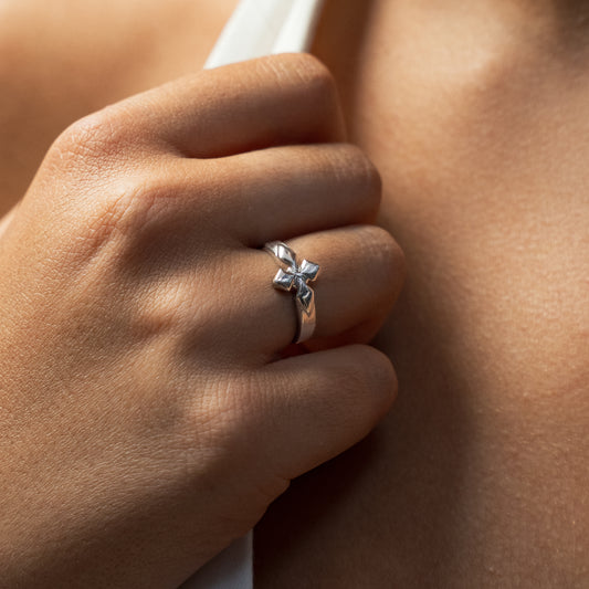 Triple crossed star ring- Argenté