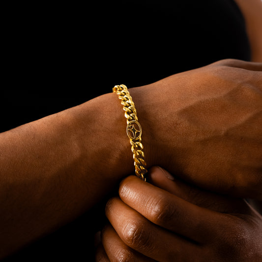 Bracelet Cuban link 8 mm Signature Doré