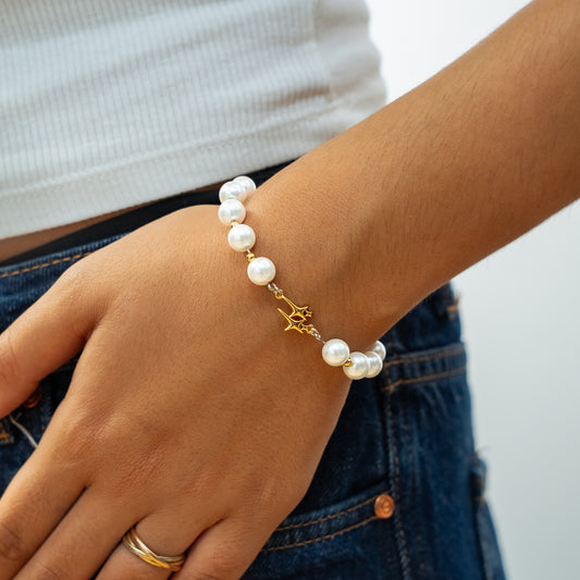 Double Stars Gold Beaded Bracelet