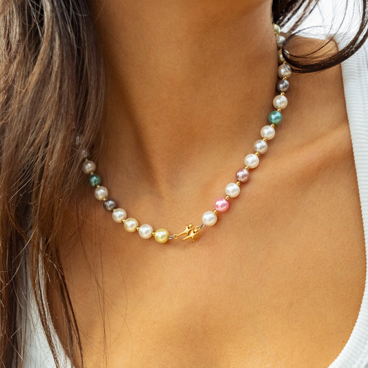 Double Stars Gold Beaded Chain - Multicolor