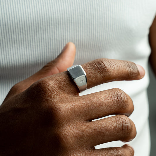 Square signet ring silver