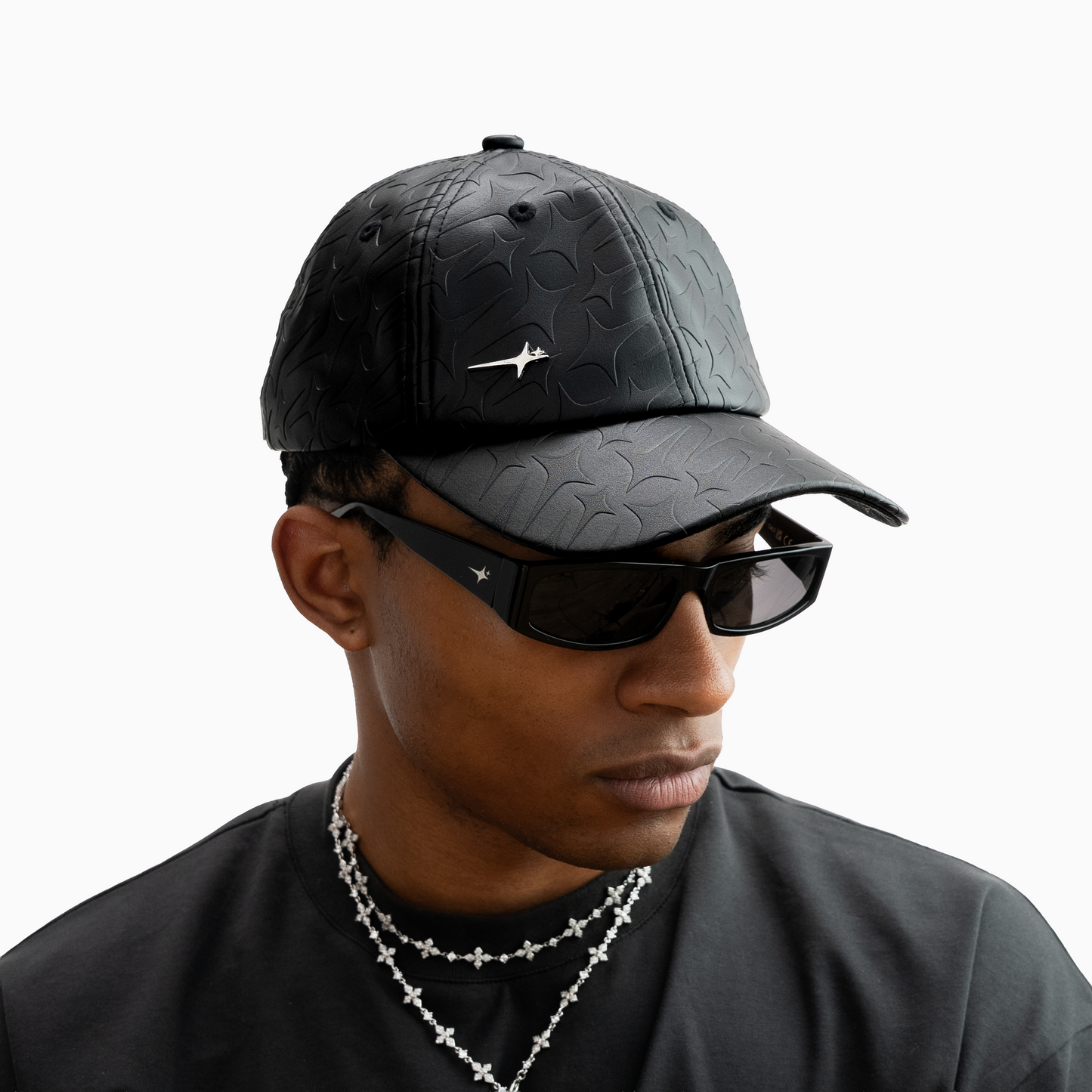 Leather Monogram Cap - Black