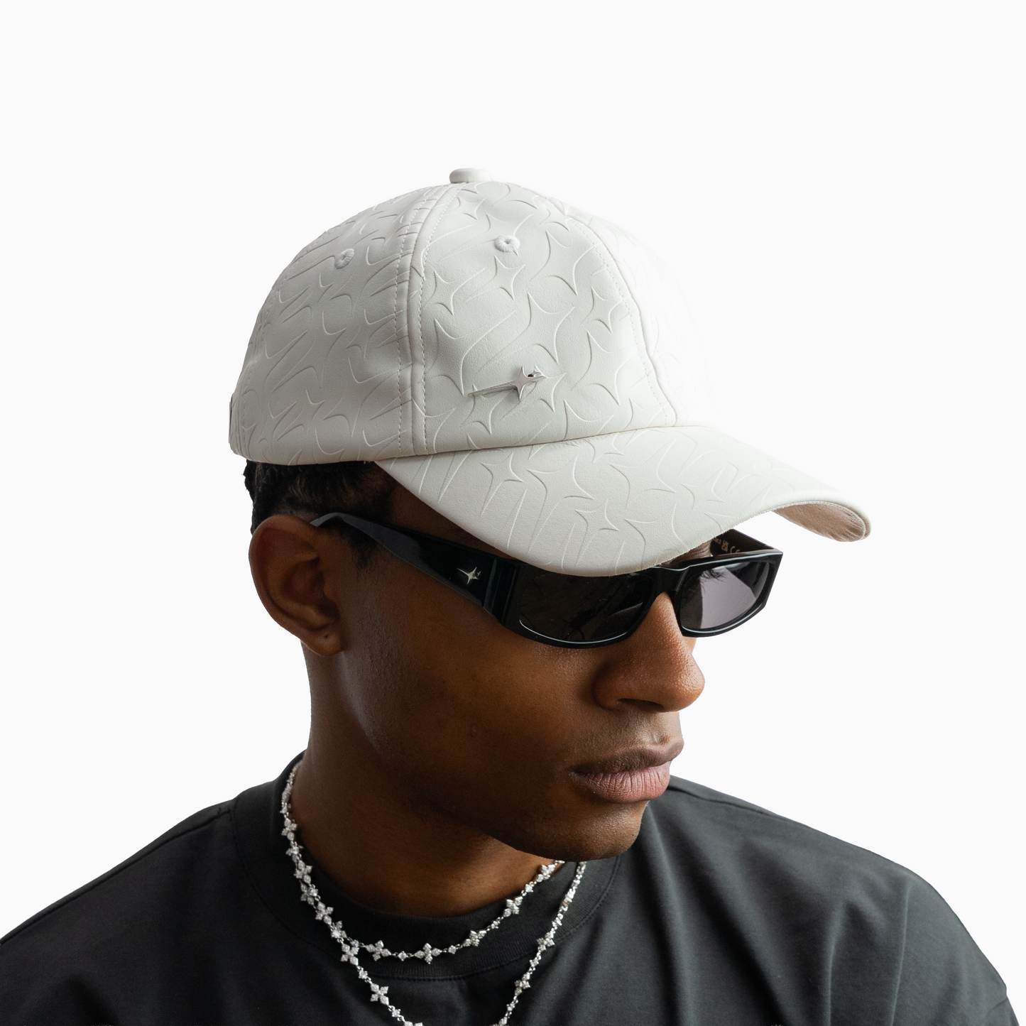 Leather Monogram Cap - White