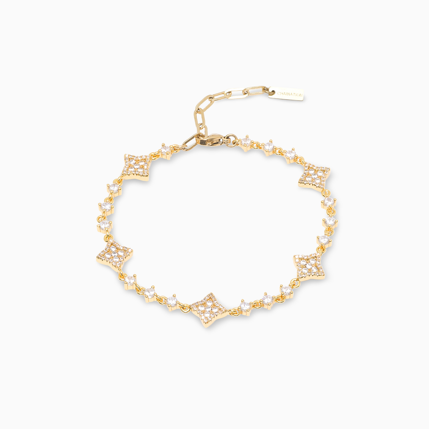 Flower Tennis Bracelet Gold