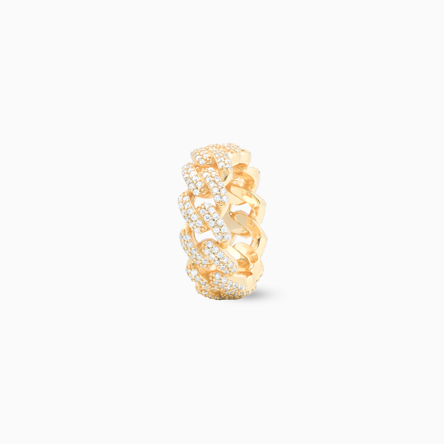 Iced Cuban link ring gold