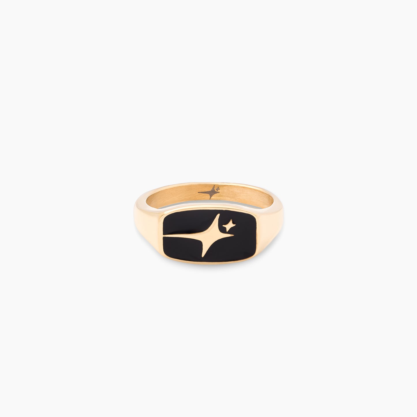 Signature Rectangle signet ring dorée