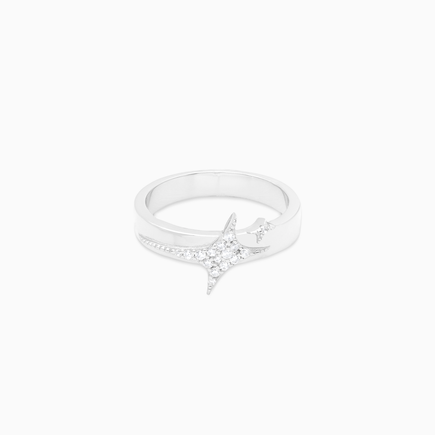 Iced signature silver ring