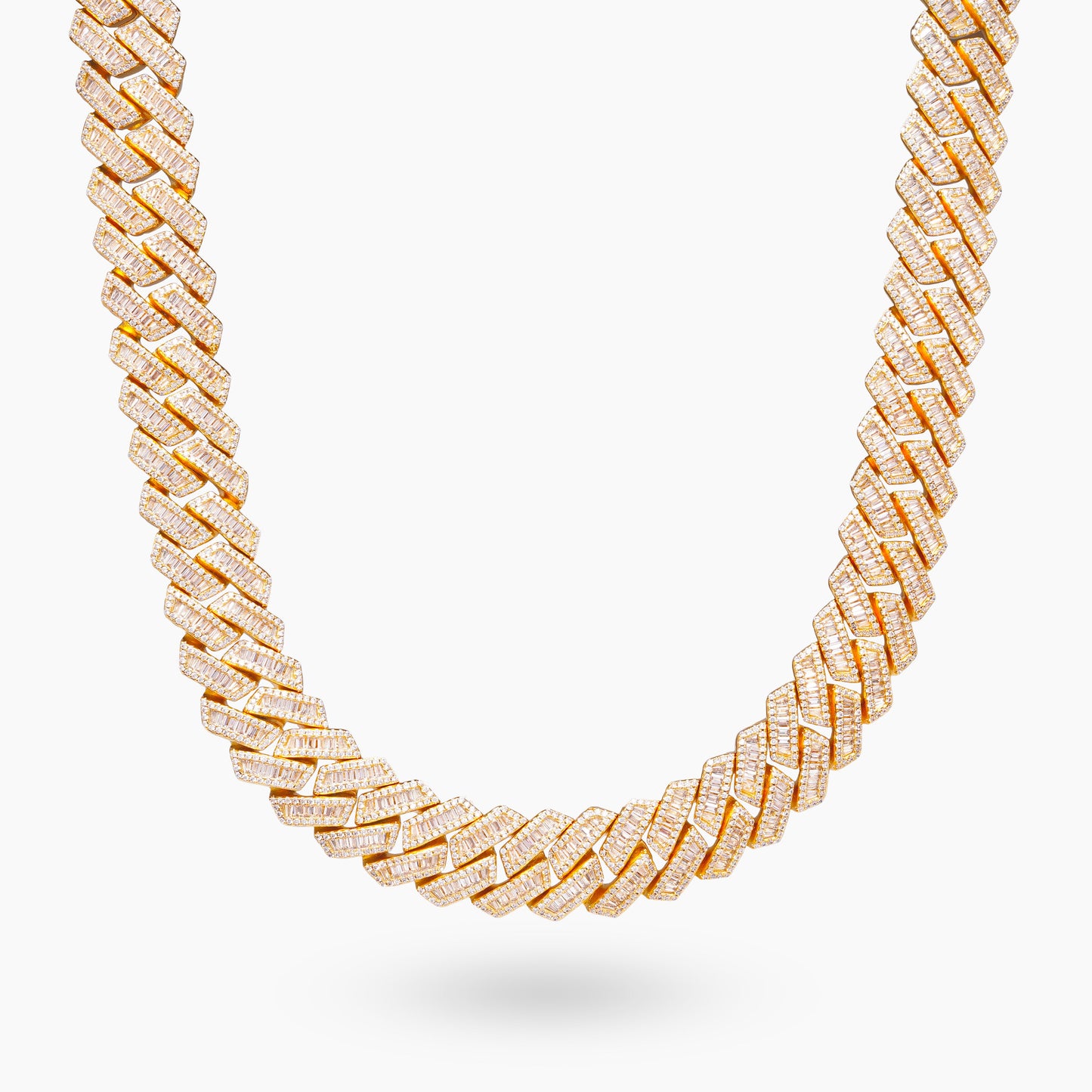 Prong baguette link chain 19 mm gold