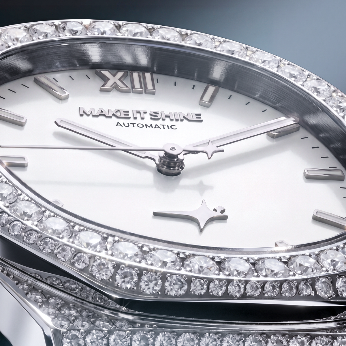 Iced ASON1 - Cadran Blanc & Bracelet Rubber - Moissanite VVS