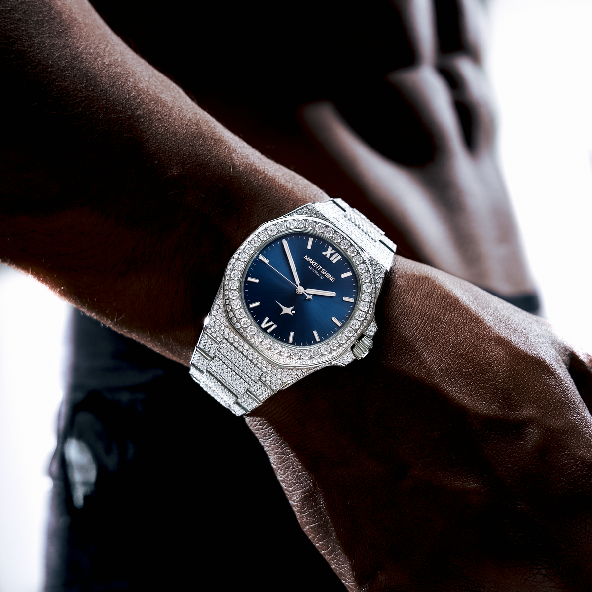 Iced ASON1 - Cadran Bleu & Bracelet Acier inoxydable 316L - Moissanite VVS