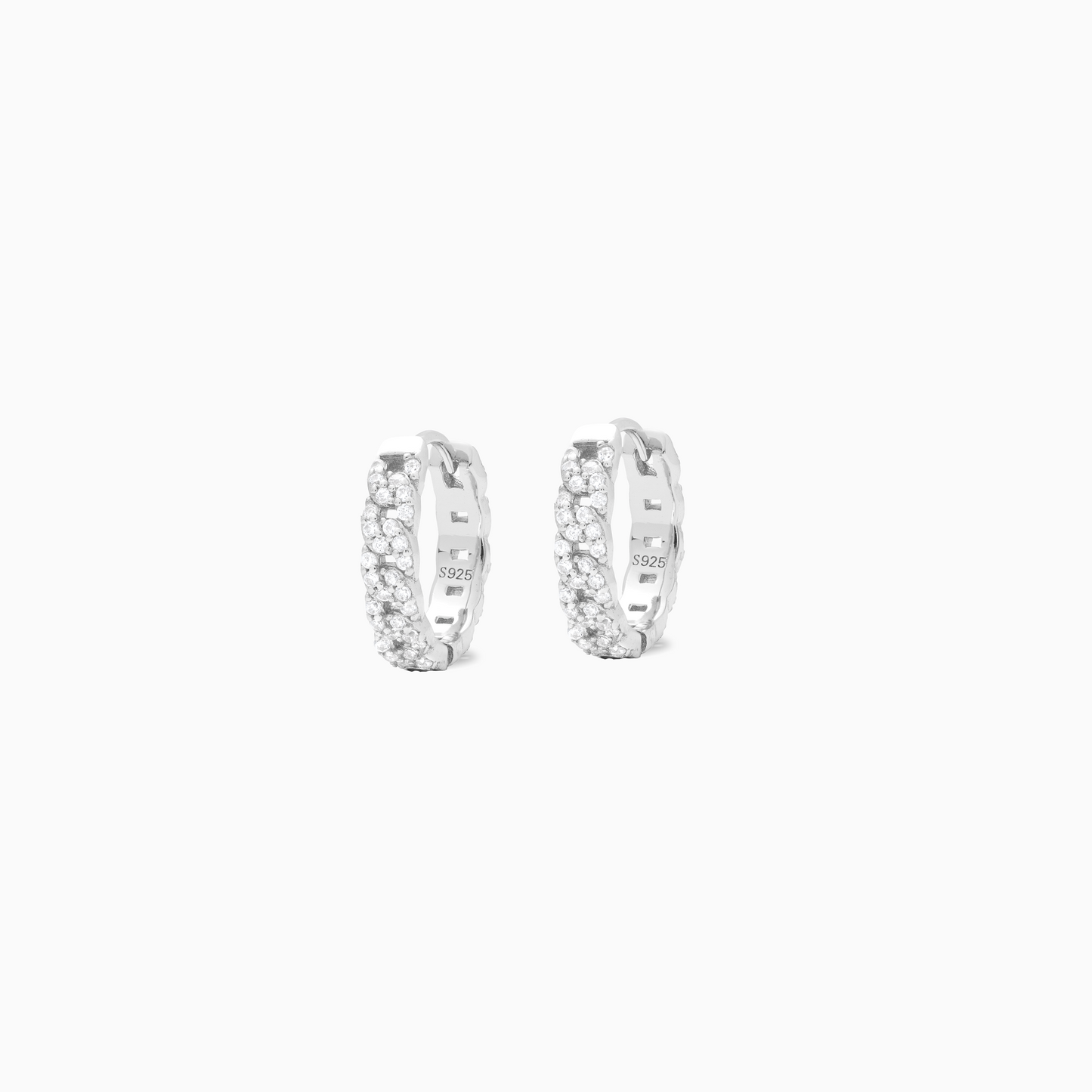 Iced cuban link earrings silver