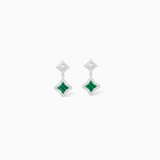 Stars & Flowers earrings argentées - Motif vert