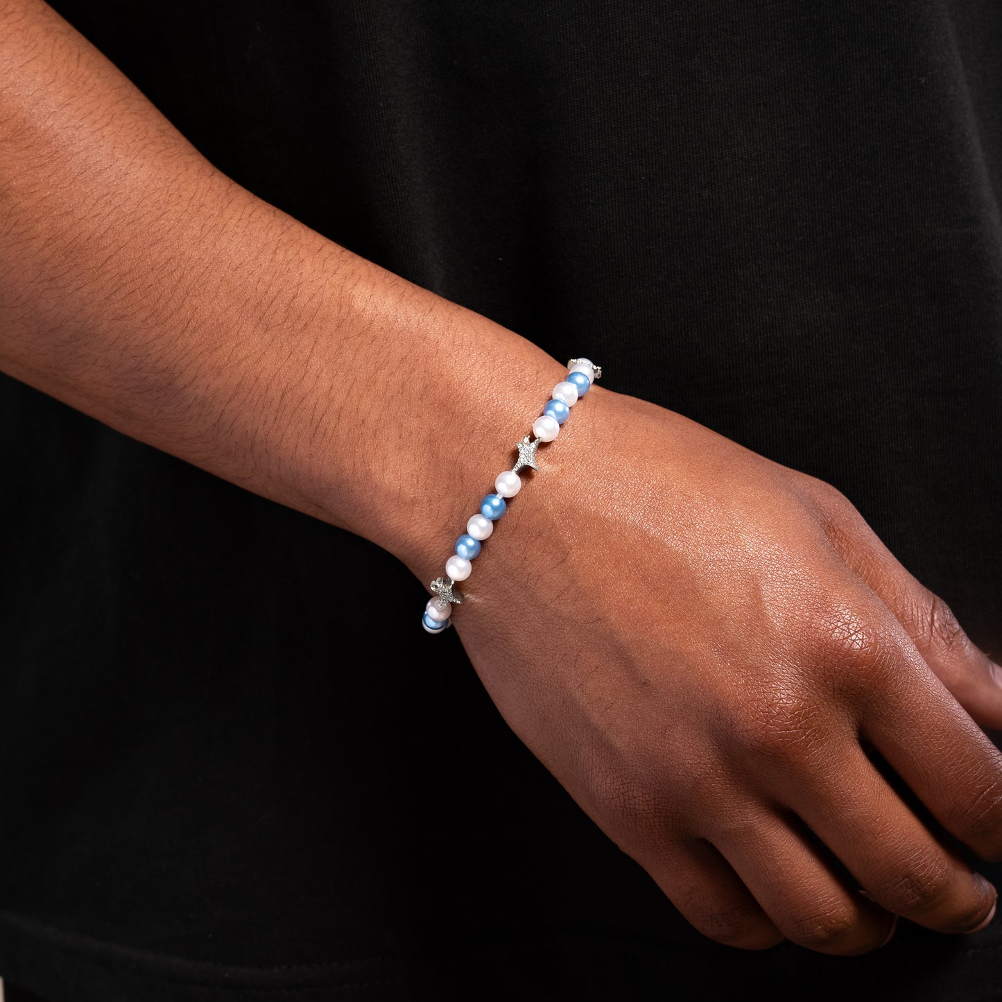 Signature Pearl Bracelet Silver - White and Blue