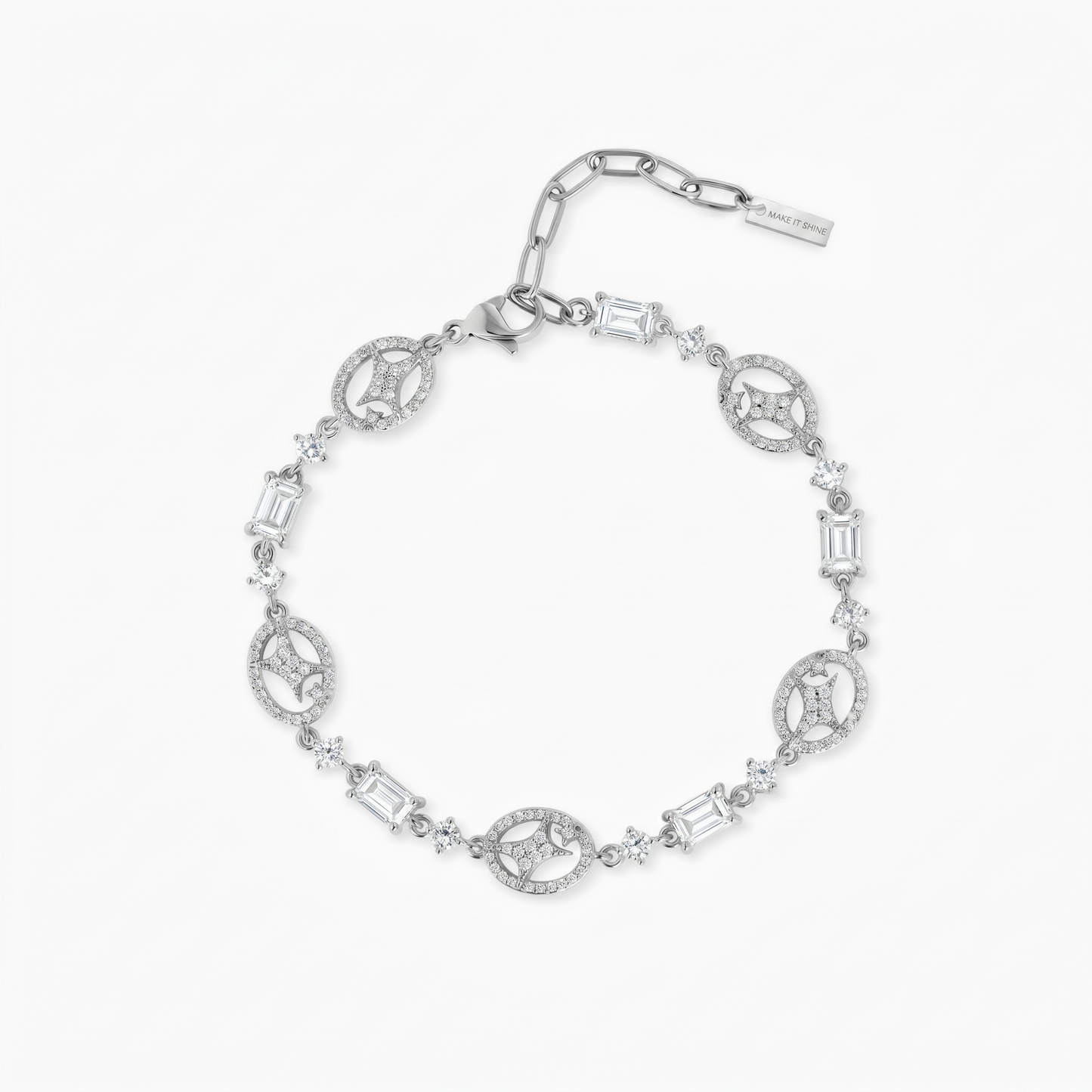 Silver signature Iced bracelet