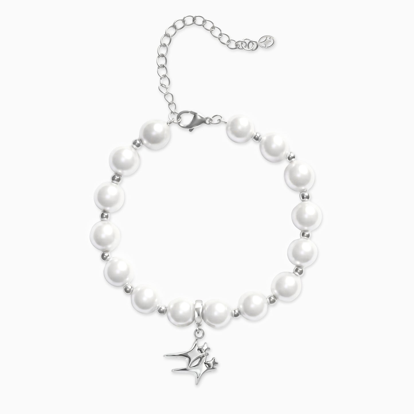 Double Stars Silver Beaded Bracelet