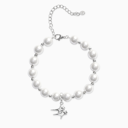 Bracelet Pearl Double Stars Argenté