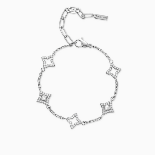 Mixed Star & Flower Bracelet Silver