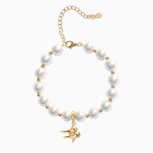 Bracelet Pearl Double Stars Doré