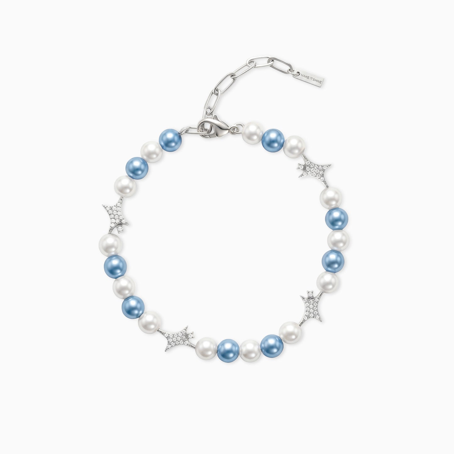 Signature Pearl Bracelet Silver - White and Blue