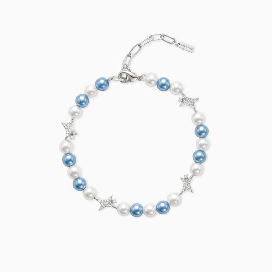 Signature Pearl Bracelet Silver - White and Blue