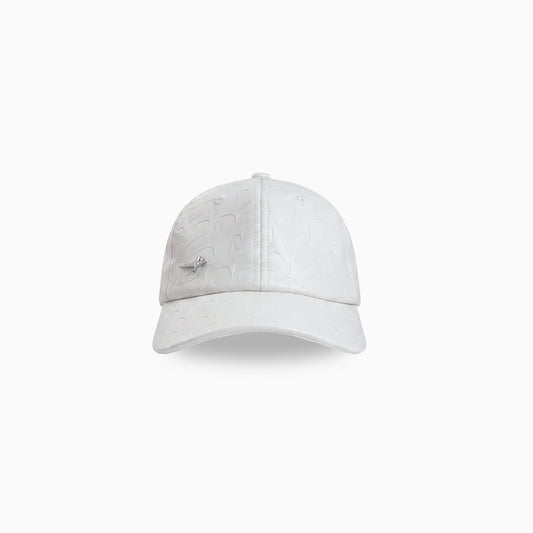 Leather Monogram Cap - White & Moissanite