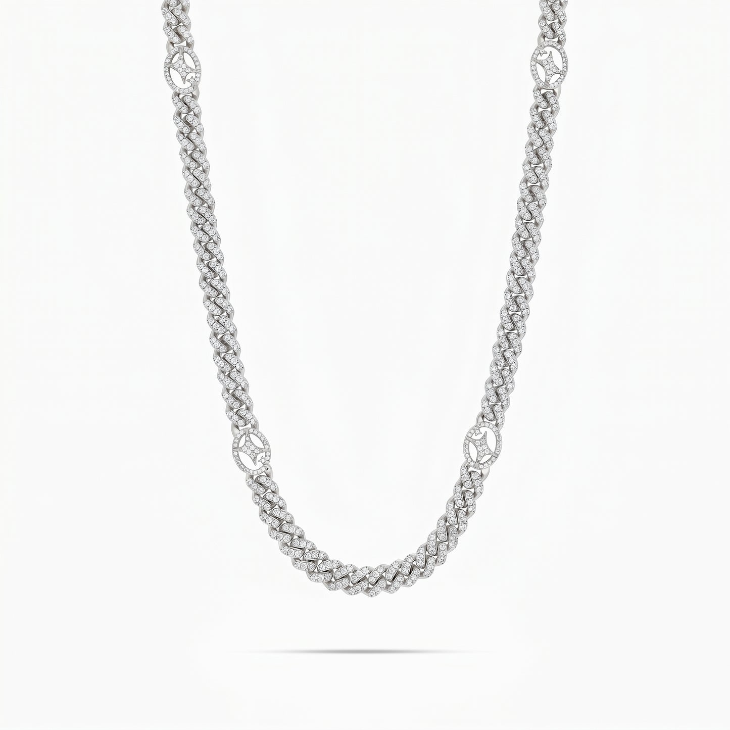 Chaîne Iced Cuban link Signature 5 mm Argentée