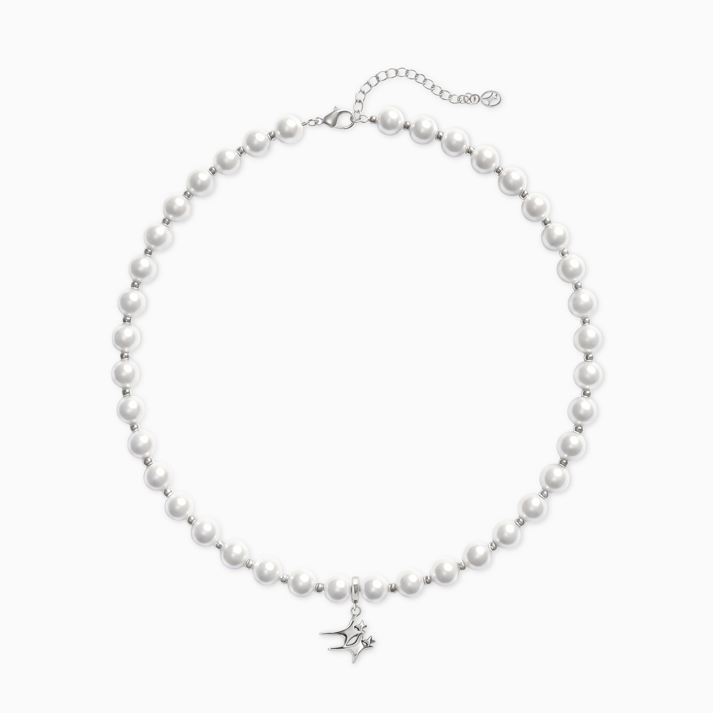 Silver Pearl Double Stars Chain