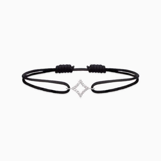 Bracelet cordon Hollow Star - Noir