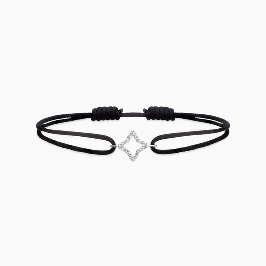 Bracelet cordon Hollow Flower - Noir