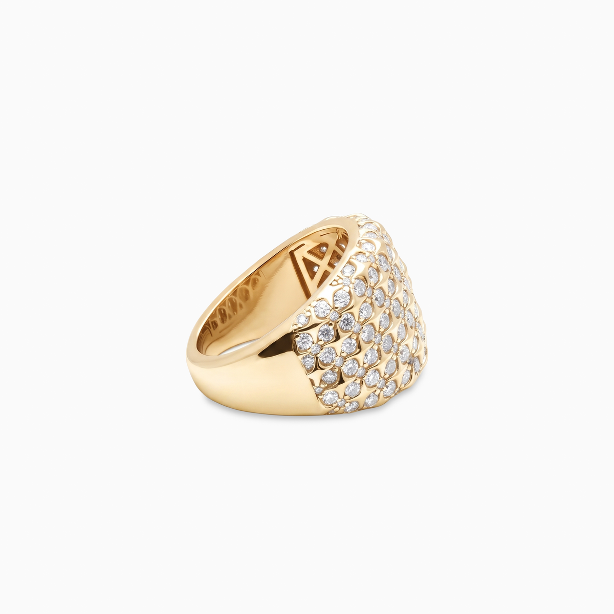 Iced Starfield Round signet ring - 925 Sterling Silver / 18K Gold Plating & VVS Moissanite