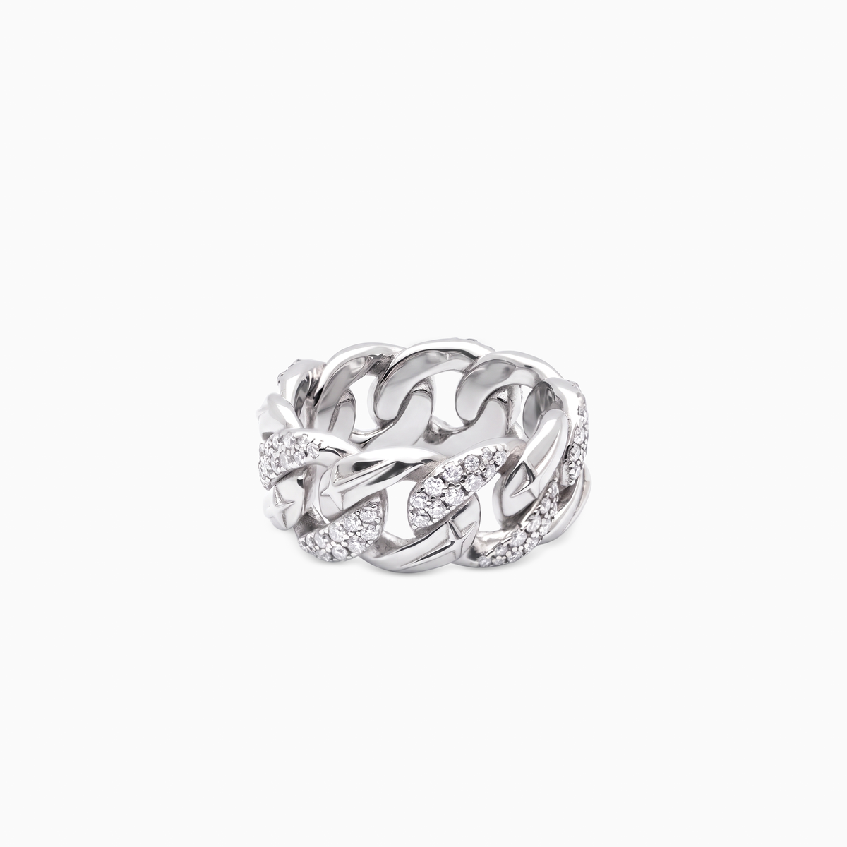 Iced Icon Cuban link ring - 925 Sterling Silver / VVS Moissanite