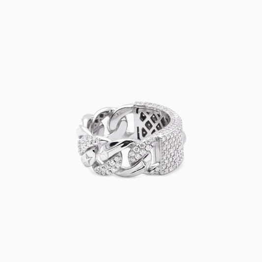 Iced Icon Cuban link Plate ring - 925 Sterling Silver / VVS Moissanite