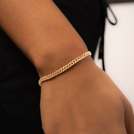 Bracelet Cuban link 3 mm doré