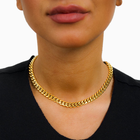 Chaîne Cuban link 8 mm dorée