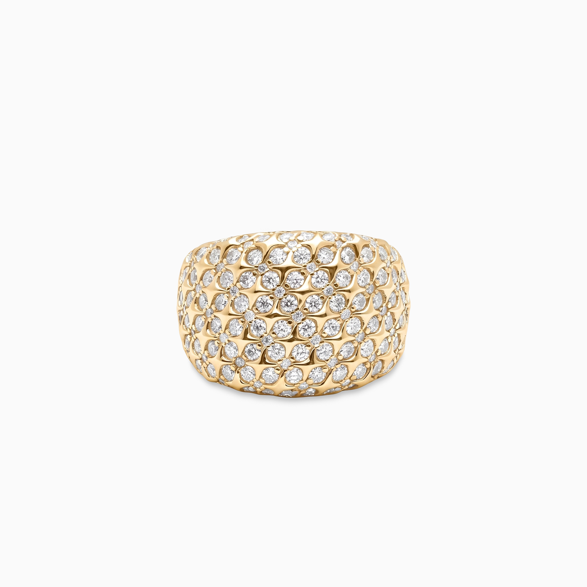 Iced Starfield Round signet ring - 925 Sterling Silver / 18K Gold Plating & VVS Moissanite