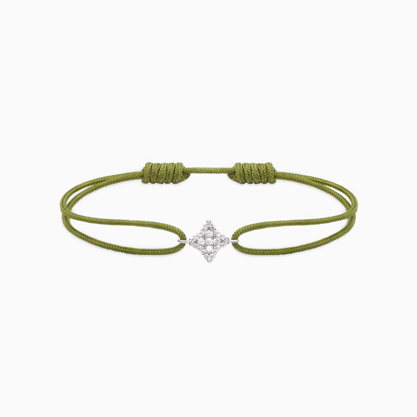 Flower cord bracelet - Khaki