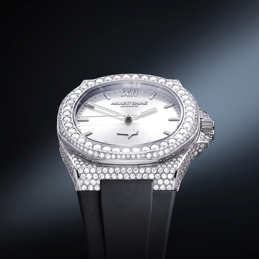 Iced ASON1 - White Dial & Rubber Strap - VVS Moissanite