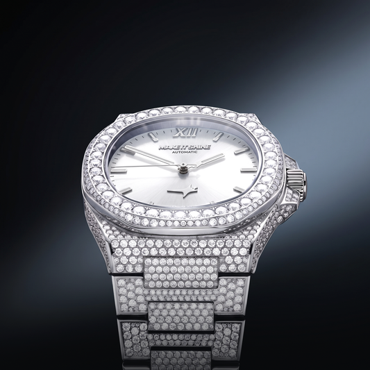 Iced ASON1 - White Dial & 316L Stainless Steel Bracelet - VVS Moissanite