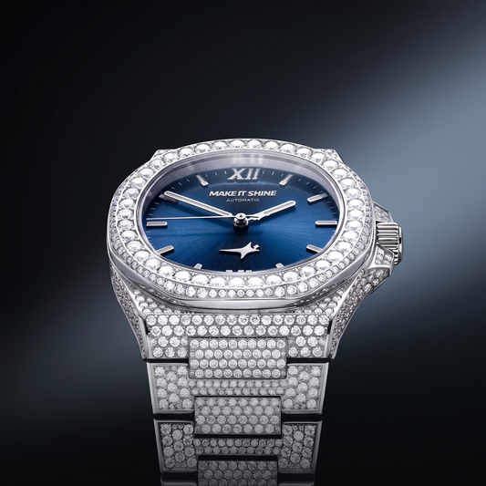 Iced ASON1 - Blue Dial & 316L Stainless Steel Bracelet - VVS Moissanite