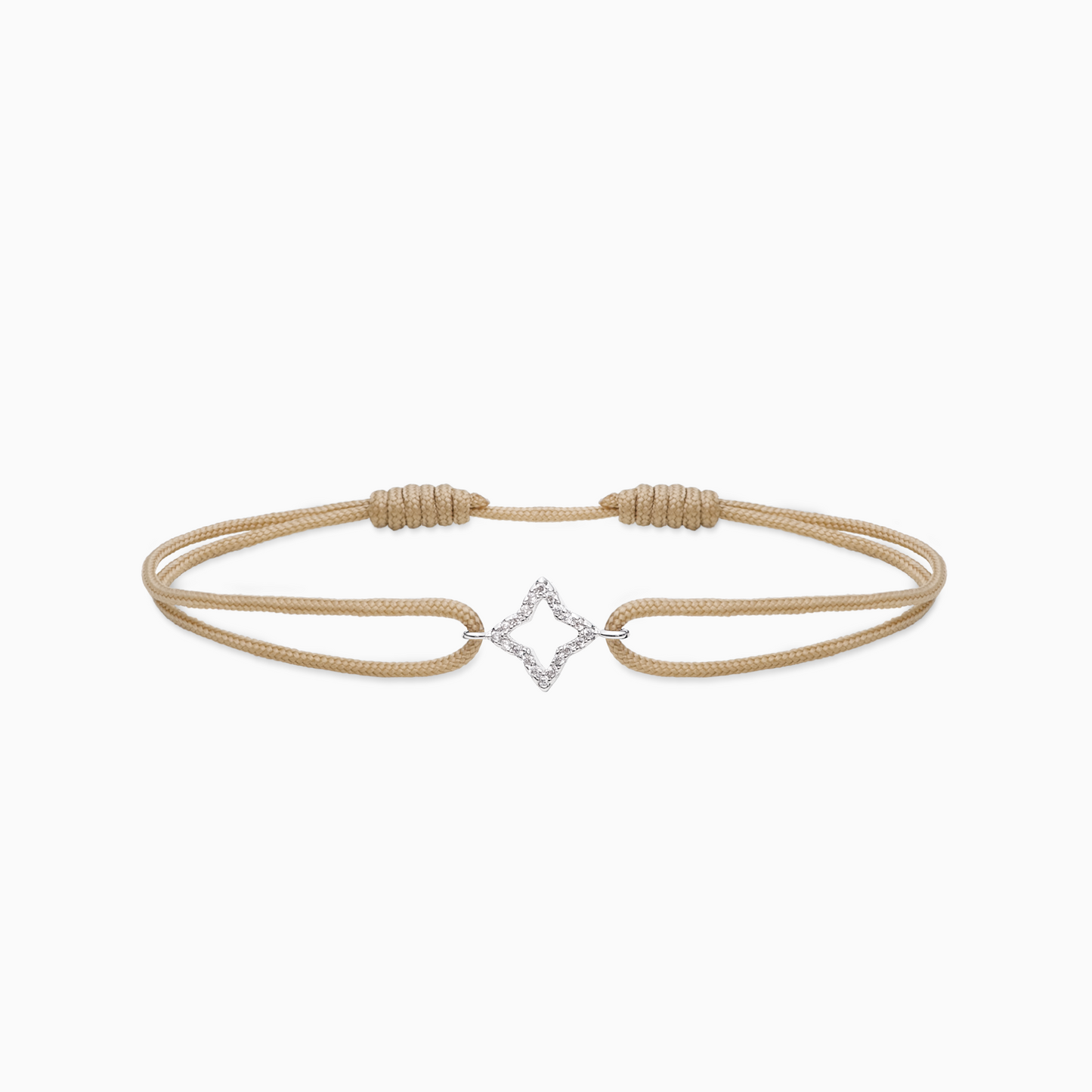 Hollow Flower cord bracelet - Beige