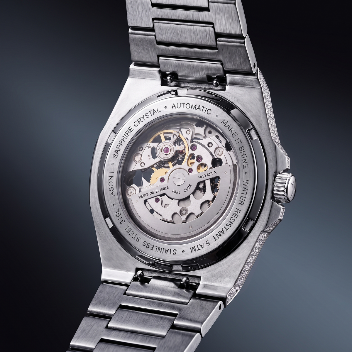 Iced ASON1 - Cadran Blanc & Bracelet Acier inoxydable 316L - Moissanite VVS