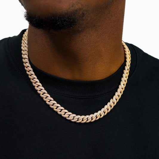 Chaîne Iced Cuban link 10 mm dorée