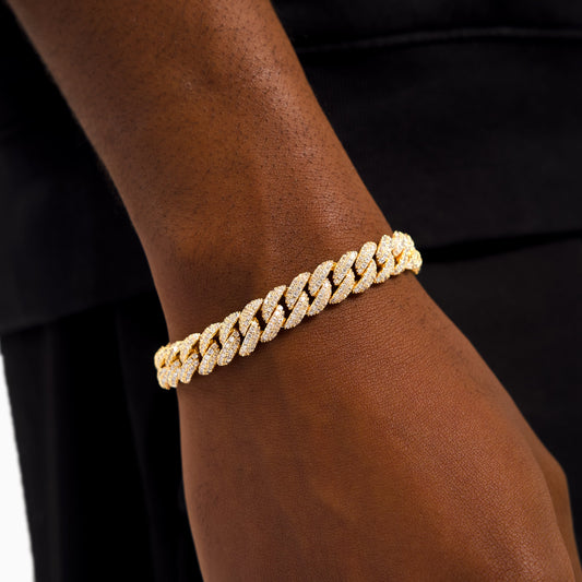 Bracelet Iced Cuban link 10 mm doré