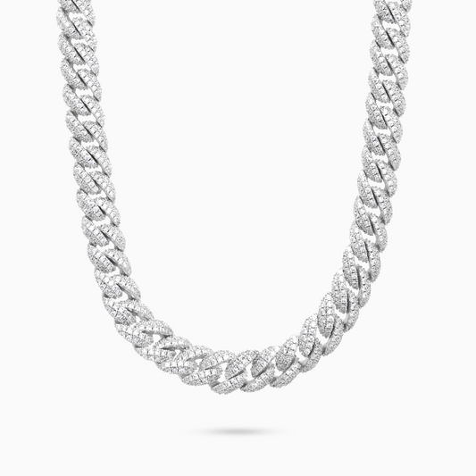 Iced Cuban link chain 10 mm silver