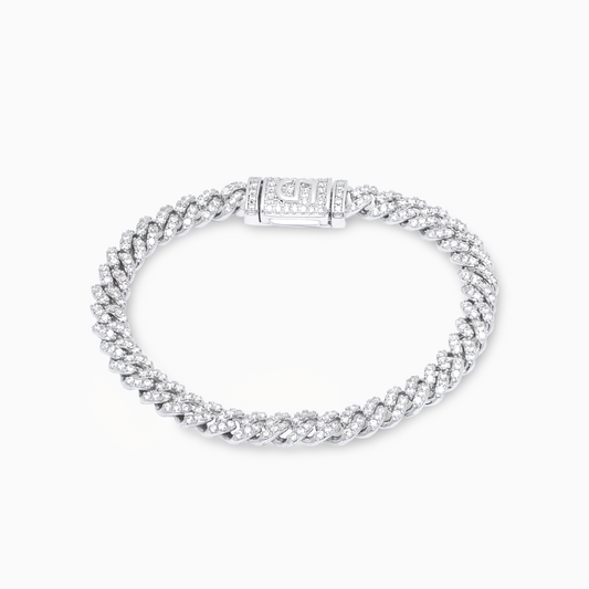 Bracelet Iced Cuban link 5 mm argenté